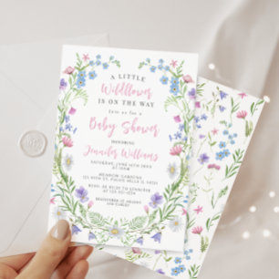 Invitation Douche petite fille fleur sauvage pastel