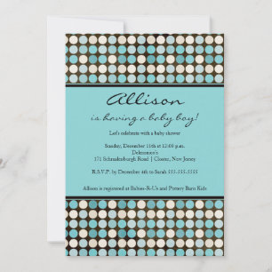 Invitation Douche Pois Bleue et Brown pour les garçons