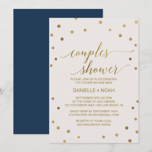 Invitation Douche Pois Gold Couples