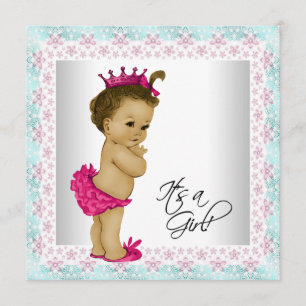 Invitation Douche pour bébé bleu rose et Turquoise