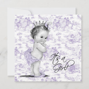 Invitation Douche pour bébé en toile violette