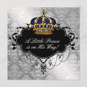 Invitation Douche pour bébé noir bleu ciel