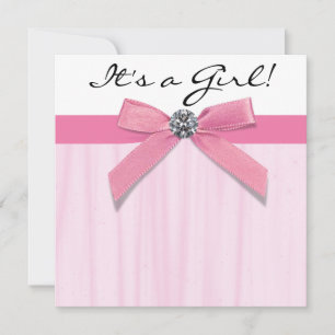 Invitation Douche pour bébé noire rose