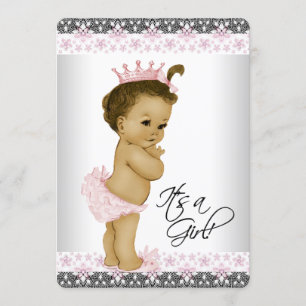 Invitation Douche pour bébé rose et gris