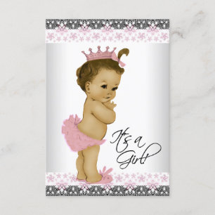Invitation Douche pour bébé rose et gris Vintage