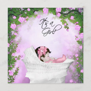 Invitation Douche pour bébé rose et violet