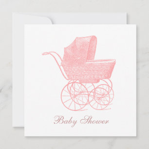 Invitation Douche pour bébé rose Vintage
