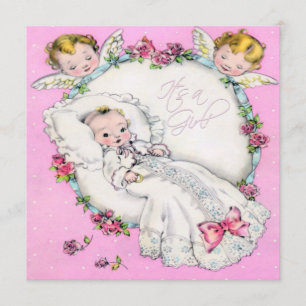 Invitation Douche pour bébé Vintage rose