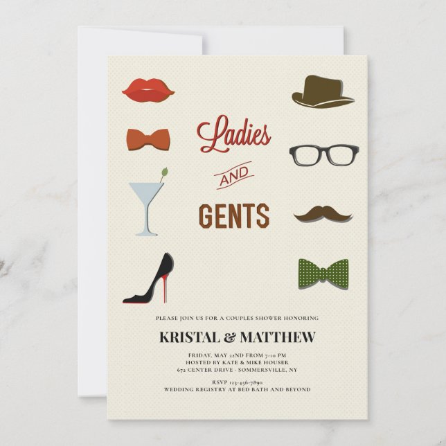 Invitation Douche pour couples Dames et Messieurs (Devant)