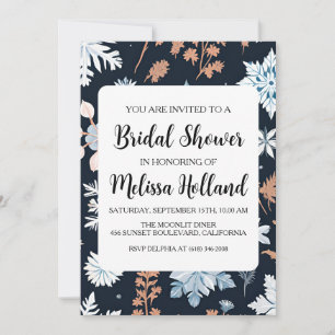 Invitation Douche pour mariée d'hiver des fleurs sauvages lun