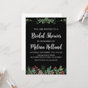 Invitation Douche pour mariée d'hiver des fleurs sauvages lun