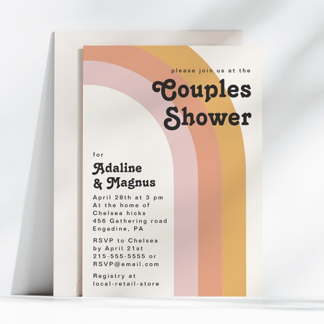 Invitation douche Rainbow Couples Retro 70 moderne (Créateur téléchargé)