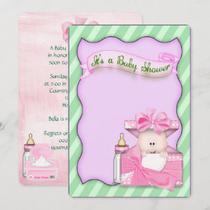 Invitation Douche rose bébé fille