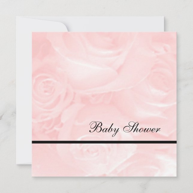 Invitation Douche rose de Rose-Bébé (Devant)