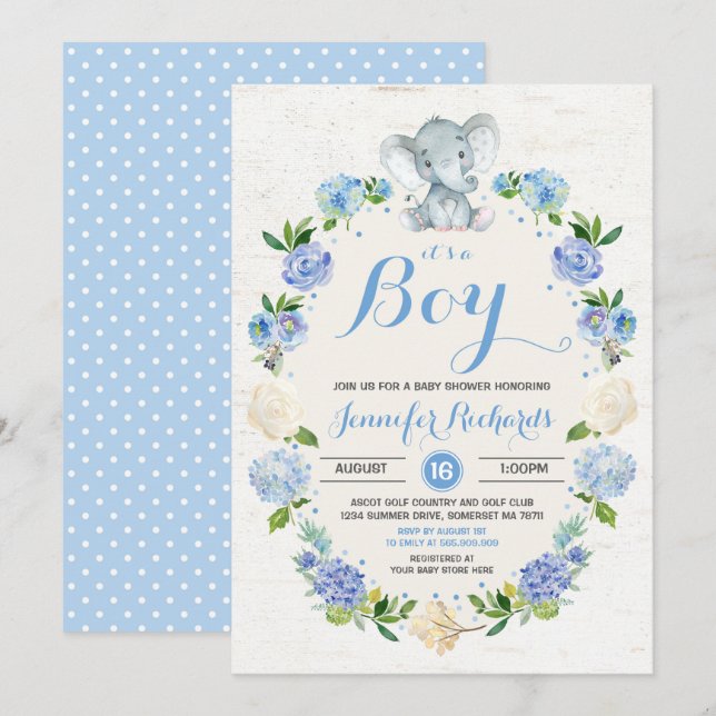 Invitation Douche rustique de garçon d'invitation de baby (Devant / Derrière)