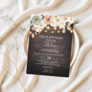 Invitation Douche Rustique Fall Couple   Floral & Lumières
