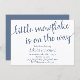 Invitation Douche simple en ardoise   Dusty Blue Little Snowf