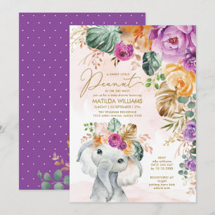 Invitation Douche tropicale à éléphant à violet d'abricot