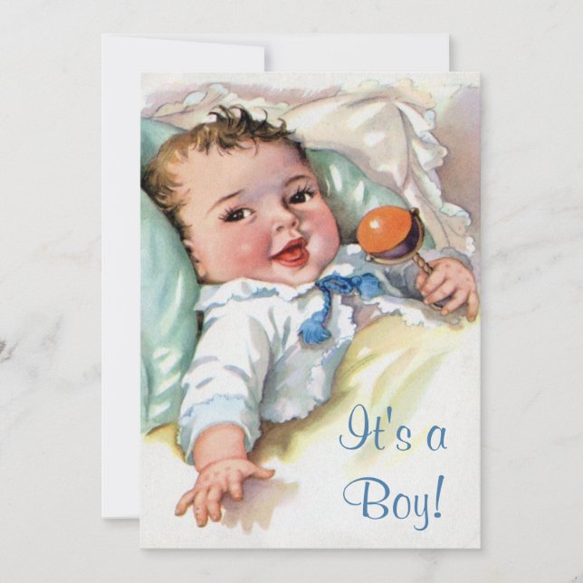 Invitation Douche vintage de bébé (Devant)