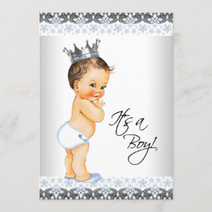 Invitation Douche vintage de prince bébé