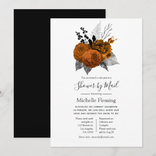 Invitation Douche vintage d'Halloween noir et orange par cour
