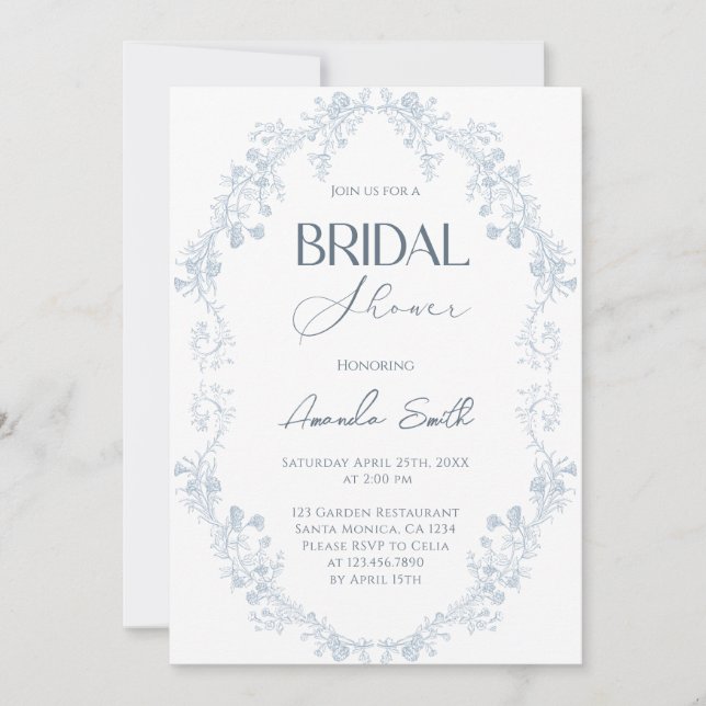Invitation Douche vintage fleurie (Devant)
