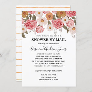 Invitation Douche Vintage Florals Par Courrier Interurbain
