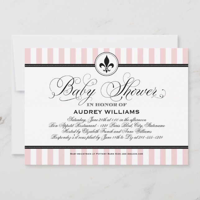 Invitation Douche vintage pour bébé rose vif (Devant)