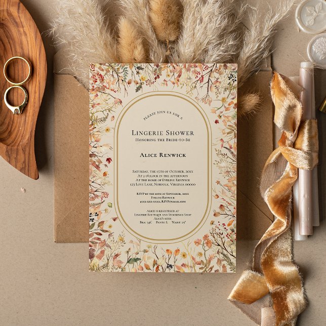 Invitation Douche vintage Rustique Mariage de automne Lingeri (Créateur téléchargé)
