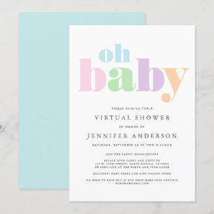Invitation Douche virtuelle Oh Baby Pastel Minimal Moderne
