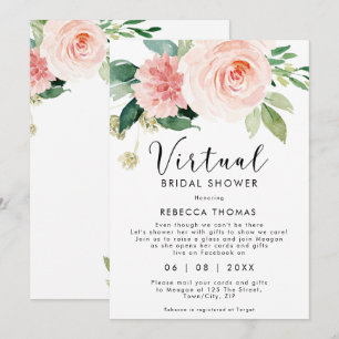 Invitation douche virtuelle par mail rose fleurie douche nupt