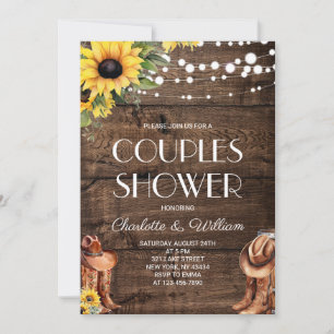 Invitation Douche Western Couples Tournesol