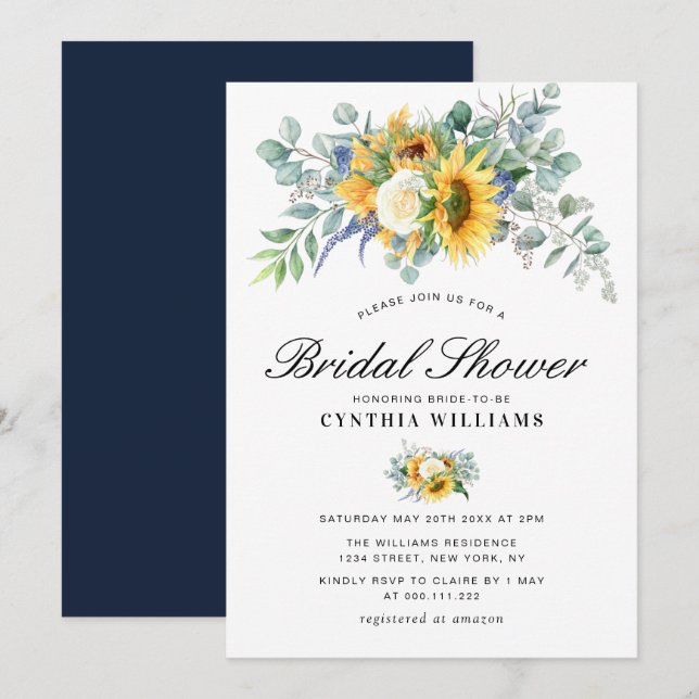 Invitation douches nuptiales eucalyptus (Devant / Derrière)
