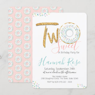 Invitation Doughnut Two Sweet 2e fête d'anniversaire