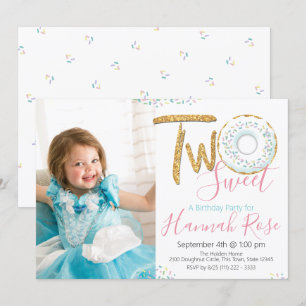 Invitation Doughnut Two Sweet 2nd Birthday Party Photo
