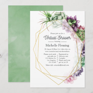 Invitation Douleurs d'aquarelle Fête virtuelle de bébé géomét