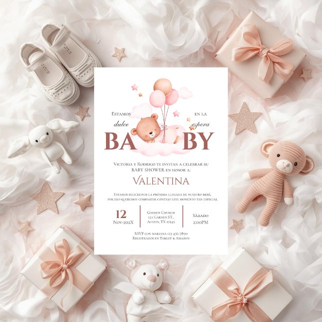 Invitation d'ours pour une baby shower espagnole f (Créateur téléchargé)