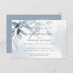 Invitation Douteux Bleu Foliage CUSTOM3 DÉTAILS RSVP