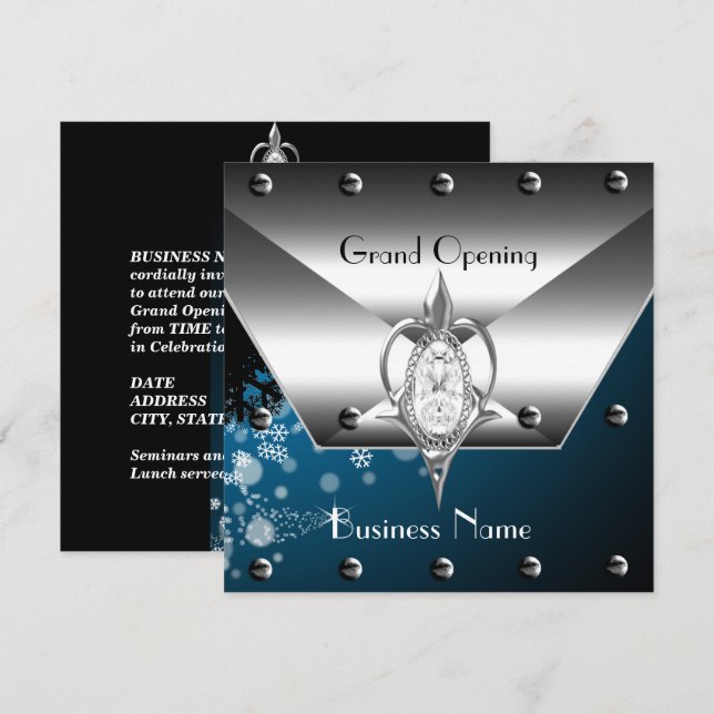 Invitation d'ouverture d'entreprise Diamants d'arg (Devant / Derrière)