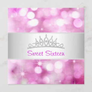 Invitation Doux 16 bulles roses Bijoux en argent Tiara Party