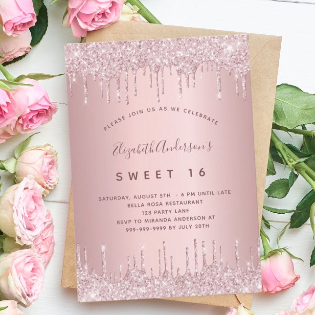 Invitation Doux 16 gouttes roses roses poussiéreuses (Créateur téléchargé)