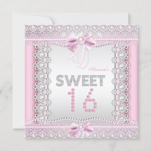 Invitation Doux 16 Perles Blanches Plutôt Rose Lace Bow