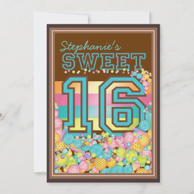 Invitation Doux 16 Seize confiseries en Turquoise et Brown (Devant)