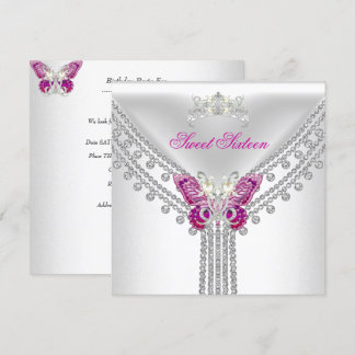 Invitation Doux 16 Seize Papillon blanc rose