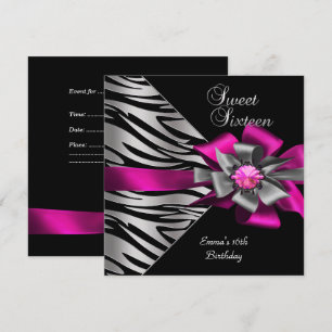 Invitation Doux 16 Seize Rose Silver Zebra Black Grey Bow