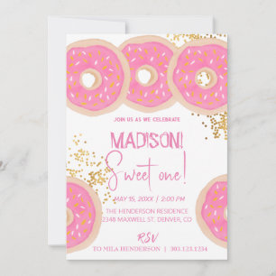 Invitation Doux beignets, couleurs arc-en-ciel, premier anniv