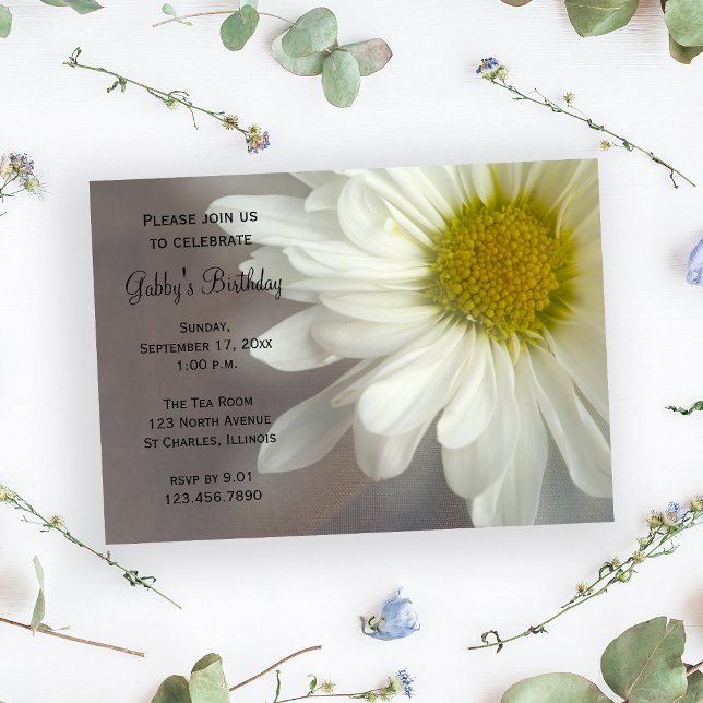 Invitation Doux Blancs sur Grey Anniversaire (Créateur téléchargé)