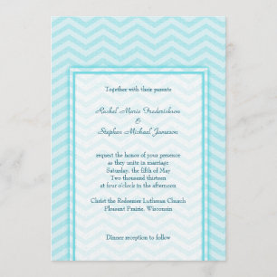 Invitation Doux budget personnalisé Chevron Aqua Blue Mariage