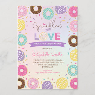 Invitation Doux colorée, petite fille Bébé saupoudré