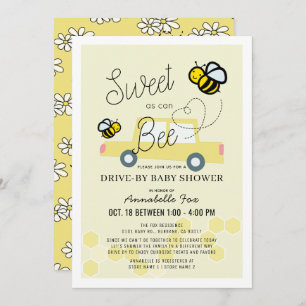 Invitation Doux comme peut Abee Baby shower jaune clair